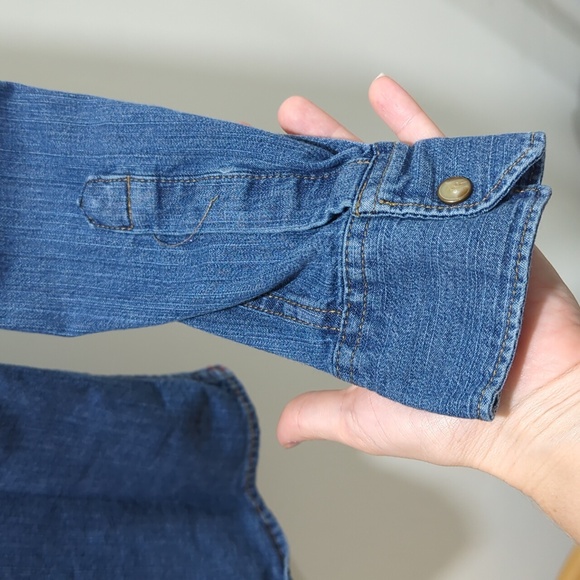 Wrangler Indigo Denim Chambray Button Down Shirt Women's S Country Western Blue - Picture 6 of 8